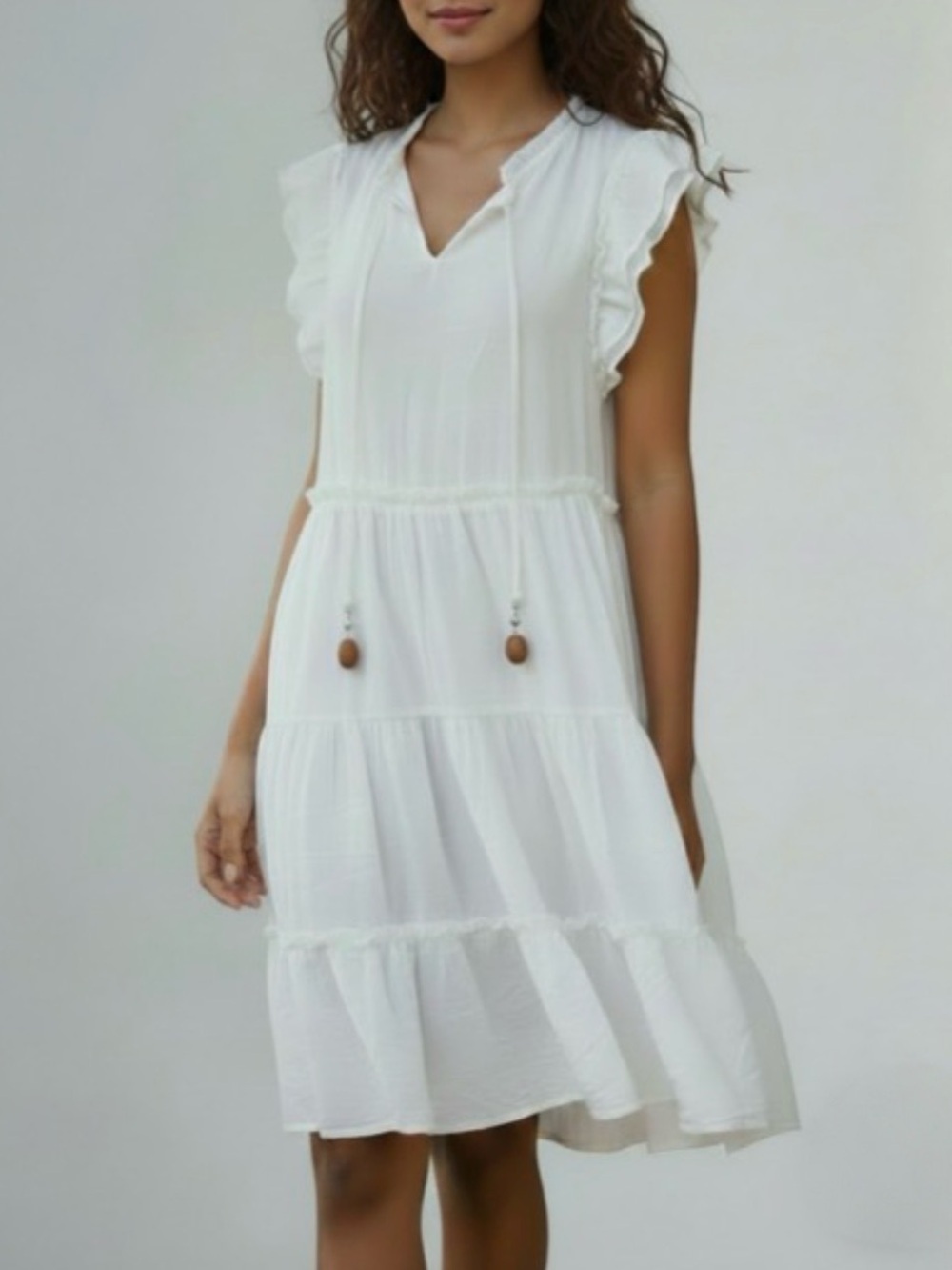 Frye Swing Boho White Flowy Mini Dress
